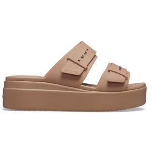 Crocs Femme Brooklyn Buckle Low Wedge Shoes, Latte, 38/39 EU