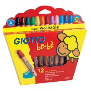 Giotto Be-b&egrave; - Etui 12 maxi crayons + 1 taille-crayon
