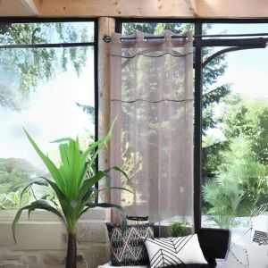 Homemaison Voilage Uni &Agrave; Galons Effiloch&eacute;s