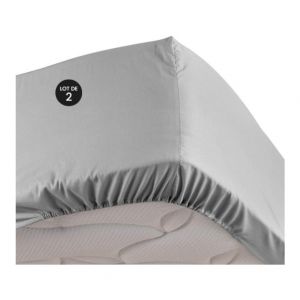 Lot de 2 Draps housse 100% percale ultra doux 180 x 200 cm 78 fils bonnet 30 cm