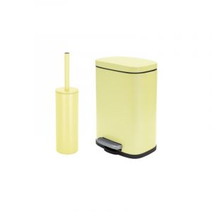 Spirella Set Poubelle à pédale 5L & Brosse Wc AKIRA Jaune Mat - Jaune