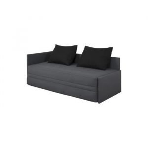 Image de Dunlopillo Banquette lit gigogne avec deux matelas - Tissu Gris - Made in France - l 195 x P 83 x H 85 cm - ALBANE