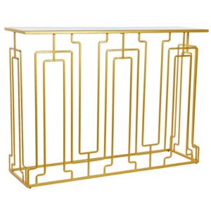 Wadiga Console en métal doré et plateau miroir - 110x32x79cm