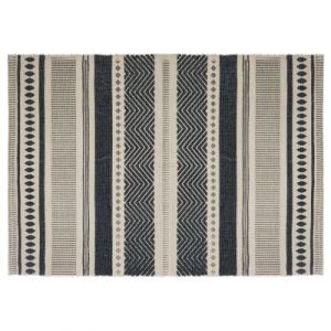 Atmosphera Tapis à franges imprimé coton gris L.90 x l.60 cm