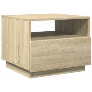 VidaXL Table Basse avec Lumières LED, Bout de Canapé, Table d'Appoint, Meuble de Salon Salle de Séjour Intérieur, Moderne, Chêne Sonoma