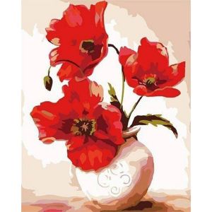 Figured'Art Peinture par Num&eacute;ro Adulte Jolis Coquelicots - Activit&eacute; Manuelle Kit de Loisir Cr&eacute;atif DIY Num&eacute;ro d'Art Complet - 40x50cm sans ch&acirc;ssis en bois