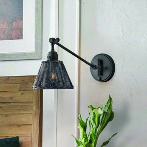 Hinkley Applique murale Arti, noir/noir, rotin, acier