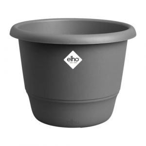 Elho Amiga Rond 55 - Pot de Fleur - Interieur & Ext&eacute;rieur - Plastique 100% Recycl&eacute; - &Oslash; 55 x H 41.3 cm - Noir/Anthracite