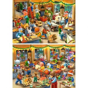 Ravensburger Puzzle Enfant - Lot de 2 Puzzles 12 pièces - L'atelier de Noël - Fille ou garçon dès 3 Ans - Puzzle de qualité supérieure - 2 Posters Inclus - 12004047