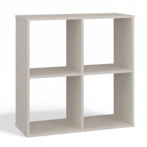 MARION - Étagère casier fonctionnelle bibliothèque chambre/bureau/salon - Dimensions : 75x74x30 - Meuble rangement livres - Beige