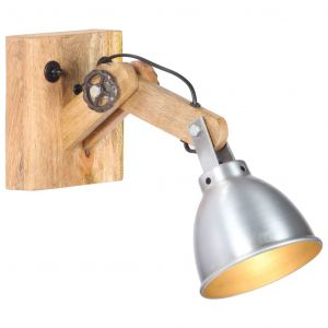 Image de VidaXL Lampe murale E27 Argent&eacute; Bois de manguier massif et fer