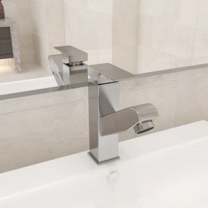 VidaXL Robinet de lavabo r&eacute;tractable de salle de bain Nickel 157x172mm