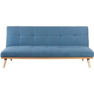 AMALIA Banquette clic clac 3 places capitonné Tissu bleu L 180 x P 67 x H 80 cm