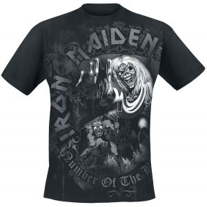 Iron Maiden Number of The Beast Grey Tone Homme T-Shirt Manches Courtes Noir M