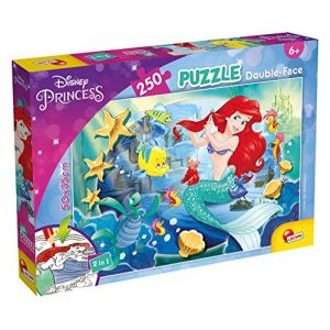 Image de Lisciani, Puzzle pour enfants a partir de 7 ans, 250 pièces, 2 en 1 Double Face Recto / Verso avec le dos à colorier - Disney La Petite Sirene - 91706