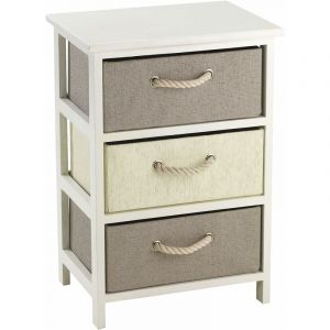 King Collection King Home c656423 Commode 3 tiroirs Bois et Raphia synthétique, 40 x 30 x 60h