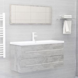 Image de VidaXL Ensemble de meubles de salle de bain 2 pcs Gris béton Aggloméré - Gris