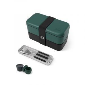 monbento Set repas lunch box rectangle vert et noir