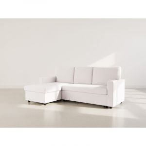 Meiya - Canap&eacute; dangle r&eacute;versible 4 places convertible avec coffre en tissu bouclette - Beige