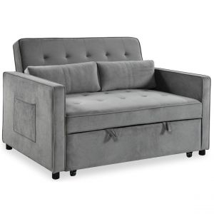 Cotecosy Canapé convertible 2 places Komaria Velours Gris