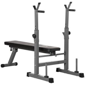 Homcom Banc de musculation Fitness pliable r&eacute;glable gris noir