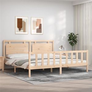 VidaXL Cadre de lit avec tête de lit 200x200 cm bois massif