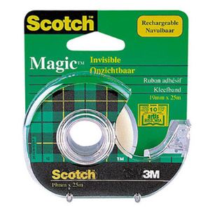 Image de Scotch 12 rubans adh&eacute;sifs invisibles Magic Tape 810 sur d&eacute;vidoir plastique (19 mm x 15 m)