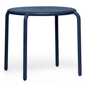 Fatboy Table ronde Ton&iacute; Bistreau / &Oslash; 80 cm - Trou pour parasol + bougeoir amovible bleu en m&eacute;tal