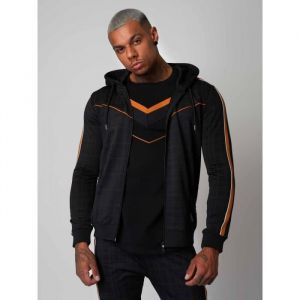 Veste à capuche à imprimé carreaux et bandes bicolores Project X Paris