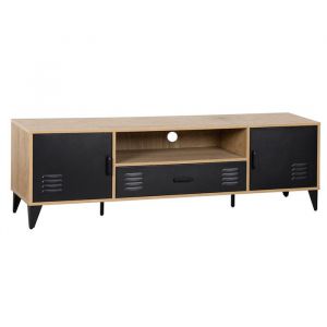 Tribeca - meuble tv - effet bois et métal noir - 160 cm