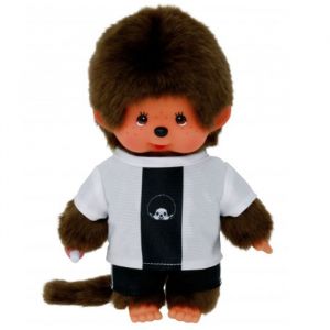 Sekiguchi 253869 - Original Monchhichi garçon Footballeur, Animal en Peluche Brun d'environ 20 cm