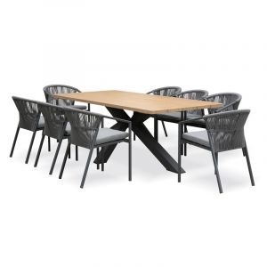 Remarquable Ensemble repas de jardin 8 places - Gris anthracite