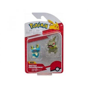 Coffret 2 figurines pokemon grenousse et coupenotte - figurine de combat bleu et vert - set jouet garcon
