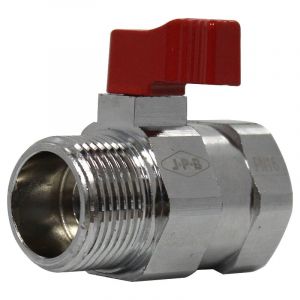 Arcanaute Mini-vanne laiton nickel&eacute; M&acirc;le / Femelle 3/4' (20/27) - PN16 - manette rouge