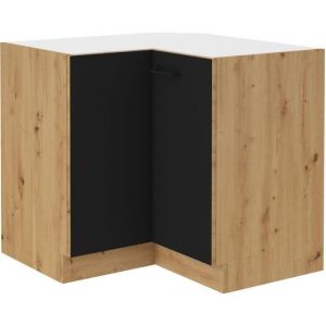 1000brico - Meuble bas d'angle - modena - 89 x 89 cm - Chene artisan et noir mat - cuisinier