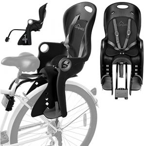 Campela siège enfant vélo pour enfant - 2 en 1 à installer sur porte -bagage ou sur le cadre, siège velo enfant arriere, CA0060BLK