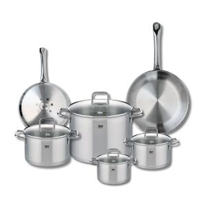 Elo 9504450 Batterie de cuisine 6 pièces, Ensemble de 2 Poêles de cuisson 24 et 28 cm et 4 faitouts 14, 16, 20 et 26 cm Profi Citrin, inox, induction