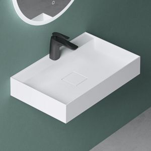 Mai&mai - Vasque de Salle de Bains Lavabo à Poser ou Suspendu Blanc Mat en Résine 50x38cm Col630