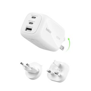 Belkin Chargeur Secteur 100W 2 USB-C + 1 USB-A + Kit adaptateur de voyage