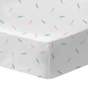 Drap housse enfant imprim&eacute; 100% Coton - DISNEY STITCH STRIPE - Blanc - 90x190/200cm