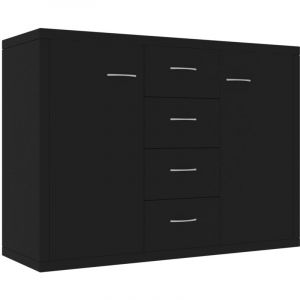 Buffet bahut commode armoire meuble de rangement organisateur cuisine salle de s&eacute;jour salon 88 x 30 x 65 cm bois d'ing&eacute;nierie noir
