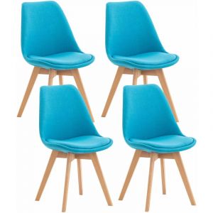 Décoshop26 Lot de 4 chaises de salle à manger cuisine bureau style scandinave en tissu bleu turquoise pieds en bois CDS10086