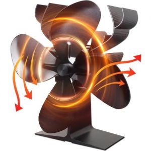 Ventilateur de cheminee a chauffage a la chaleur 7 lames, eventail de poele a brulure en toute securite distribution efficace