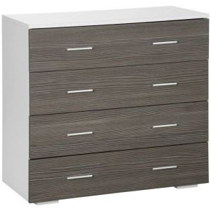 Homcom Commode 4 tiroirs style contemporain 76 x 35 x 72 cm blanc gris