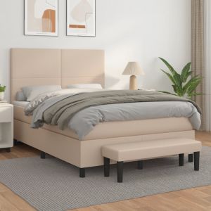 VidaXL Lit à sommier tapissier avec matelas Cappuccino 140x190 cm