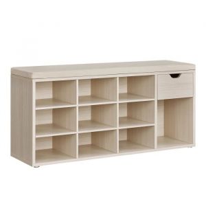 Banc à chaussures avec Tiroir et compartiments 30 x 104 x 48 cm beige