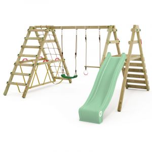 Wickey Portique balançoire Aire de jeux Smart Shake avec toboggan - extension d'escalade - vert pastel