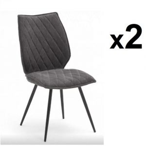 Image de Inside75 Lot de 2 chaises design NIME tissu anthracite et pieds laqués anthracite - gris