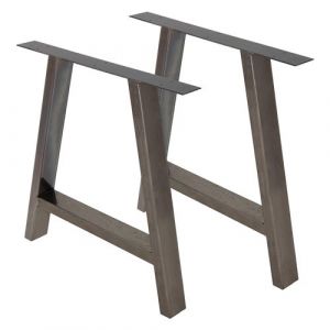 Set 2 pieds de table pi&egrave;tement meuble cadre banc design A acier 69,5 x 72,5 cm