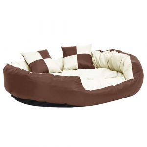 VidaXL Coussin réversible lavable de chien Marron et crème 110x80x23cm